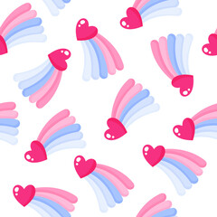 Seamless pattern of heart and rainbow for the wedding or Valentine's Day.
