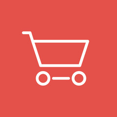 Einkaufswagen, Warenkorb - Icon, Symbol, Piktogramm, grafisches Element - Vektor - Hintergrund - rot wei&szlig; 