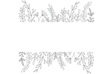 Flowers frames. Black and white. Decorative frameworks  perfect for designing greeting cards, wedding cards, packaging, textiles, holiday decorations, logo	