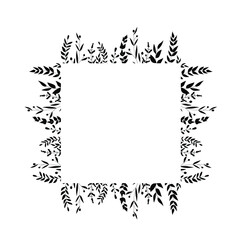 Square flowers frames. Black and white. Decorative frameworks  perfect for designing greeting cards, wedding cards, packaging, textiles, holiday decorations, logo	