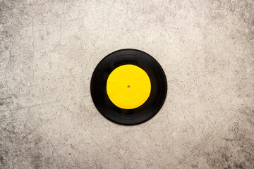 Obraz premium Flat lay of vinyl record. Music background