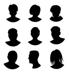 Men and women avatar profile picture set. avatar silhouettes. Male and female head silhouettes, profile icons