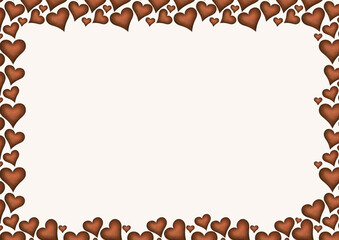 marco de corazones marrones con fondo blanco