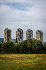 Obraz premium Residential high-rise tower blocks and nature, Zagreb, Croatia