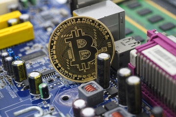 Bitcoin on circuit board