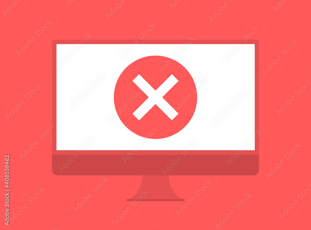 Poster notebook error icon. symbol of computer browser failure. vector illustration