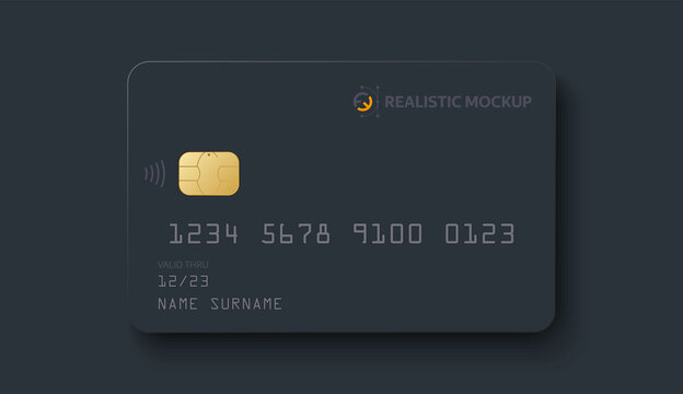 Credit card mockup. Realistic black credit card with blank surface for you design. Vector illustration EPS10	