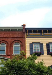 red and yellow row town house