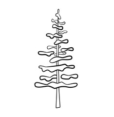 Doodle spruce. Hand draw tree, sketch vector illustration.