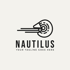 seashell nautilus minimalist line art logo template vector illustration design. simple modern Nautilus shell logo for business, organization or website