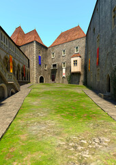 3D Rendering Medieval Castle