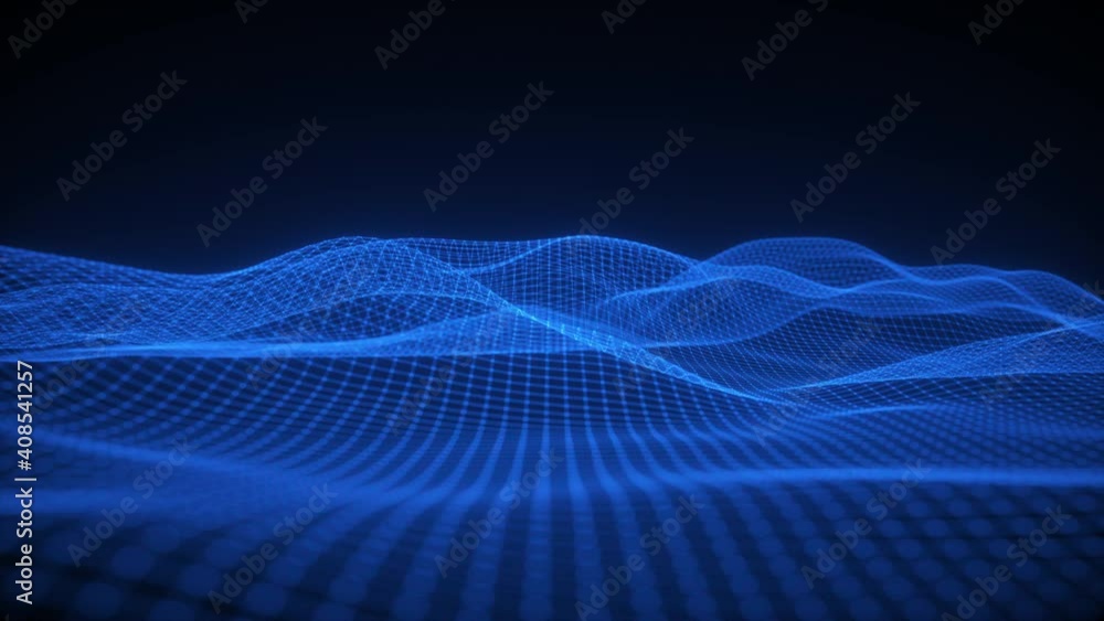 Poster abstract waving mesh of digital technology background, data center, cloud computing, blockchain, dat