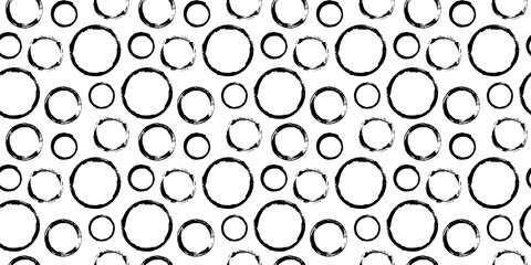 Seamless pattern with grunge circles hand painted with ink
