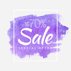 Watercolor Special Offer, Super Sale Flyer, Banner, Poster, Pamphlet, Saving Upto 70 Off, illustration with abstract paint stroke