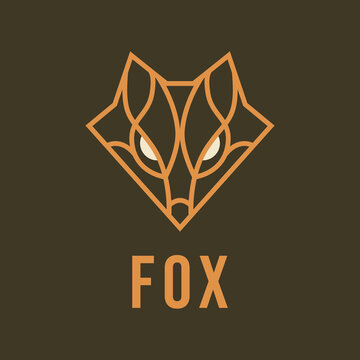 fox head outline vector icon logo illustration design
