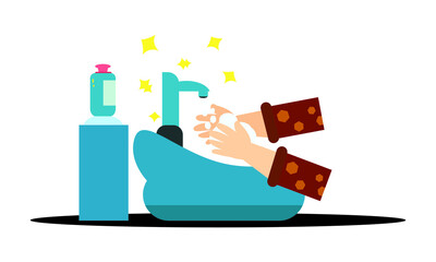 Washing hand for coronavirus prevention,COVID-19 prevention,Vector illustration.