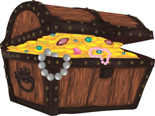 Pirate chest - stylized cartoon vector isolated on white