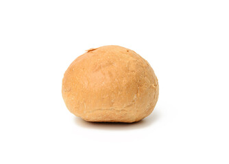 baked round bun isolated on white background