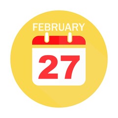 February 27 calendar flat icon