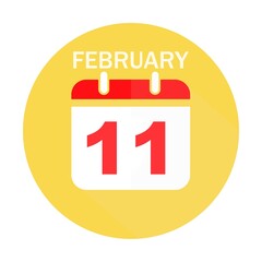 February 11 calendar flat icon