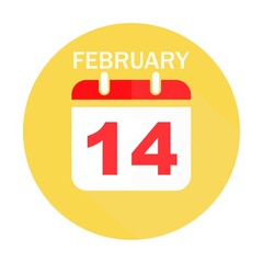February 14 calendar flat icon