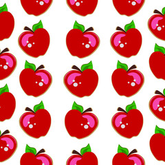 Red sweet ripe fruits apples pattern