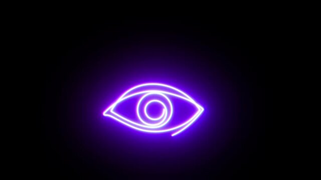 Neon eye. Continuous line eye.Line art. Hand drawn outline illustration.	
