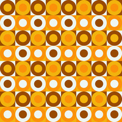Seamless geometric pattern with the image of circles, squares. Vector design for web banner, business presentation, brand package, fabric, print, wallpaper, postcard.