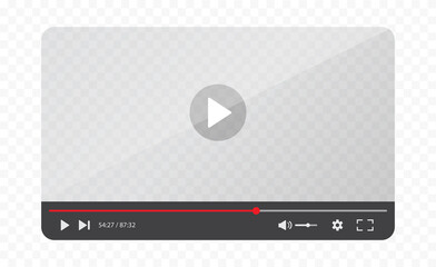 Video player interface isolated on transparent background. Video streaming template design for website and mobile apps. Vector illustration