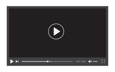 Video player interface isolated on white background. Video streaming template design for website and mobile apps. Vector illustration