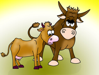Pets. Cow. An illustration with the image of cartoon animals for children.