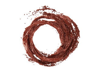 3d illustration of chocolate splash on white background with clipping path
