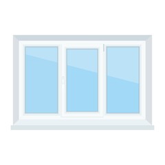 Plastic window, color vector illustration isolated on white background.