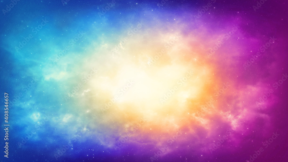 Wall mural abstract background of a bright nebula in a multicolored universe. realistic illustration