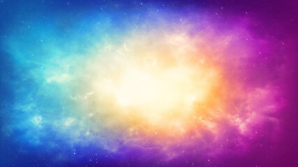 Abstract background of a bright nebula in a multicolored universe. Realistic illustration