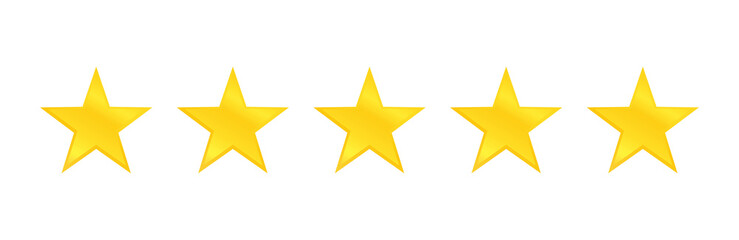 Obraz premium Five stars quality icon isolated on white background. Stars rating review icon for website and mobile apps. Vector illustration