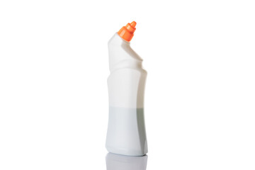 Pump bottle, empty sanitizer container for mineral cosmetic, soap shampoo isolated on white. Clear plastic blank cap for water, antiseptic gel in spray bottle on transparent background.