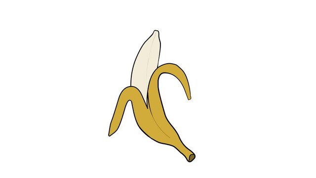 Hand drawn bitten banana animation in 4K