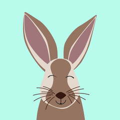 Easter bunny illustration. Cute vector smiling and happy animal for greeting card, decor, souvenirs