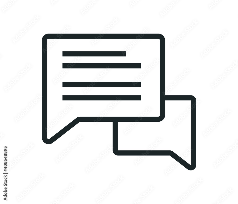 Aufkleber speech bubble interaction icon. vector thin line simple drawing of a dialogue with minimal cartoon b