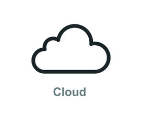 Cloud Technology Round Line Icon.
