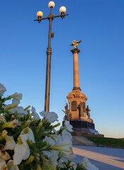 Summer evening. Volga embankment is the pearl of Yaroslavl. Park on the Arrow