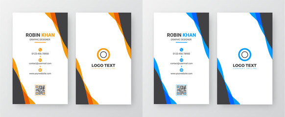 Horizontal Business Card Template. Simple beautiful creative business card design vector illustration with orange and blue colors. Minimal corporate business card vector
