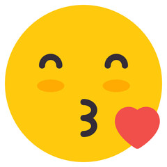      A cute icon of kiss emoji in flat style 