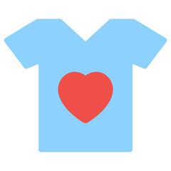 Heart on tee shirt, flat design of valentine shirt icon