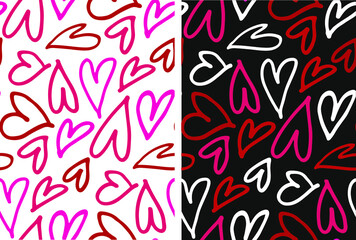 Cute hand drawn doodle love pattern background with heart. Love you. Valentines Day - cute label art. T-shirt design