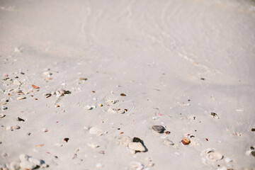 White sand beach with small rocks 