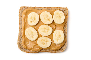 Vollkorntoast mit Erdnussbutter und Banane