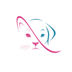 Vector of dog face and cat face design on white background. Pet.  Animal. Easy editable layered vector illustration.