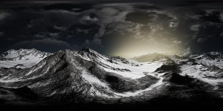 Norway mountains severe landscape. dramatic dark colors. virtual reality 360